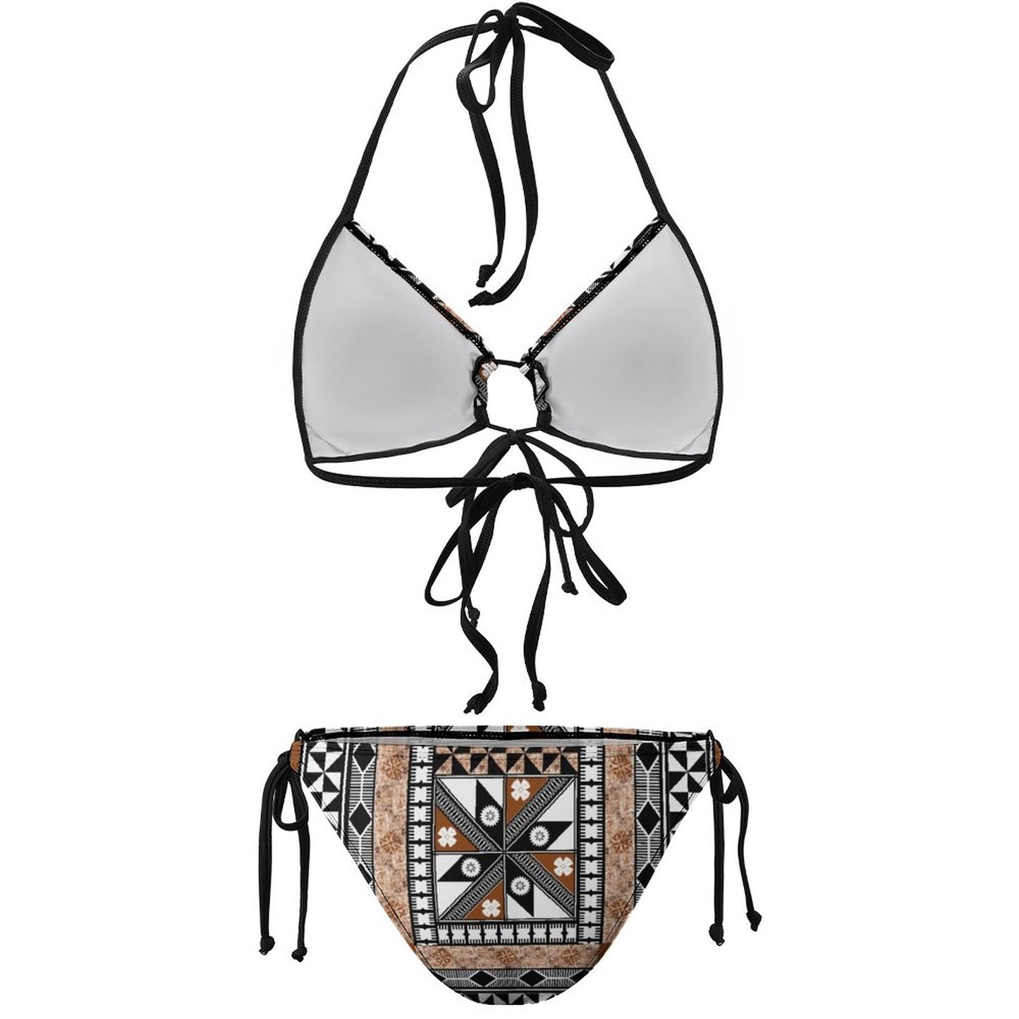 Fijian Masi Plus Size Halter Tie Front Bikini Set 4