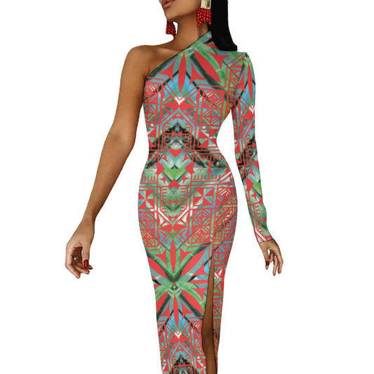 Fiji Masi One Shoulder Split Dress 4