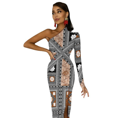 Fiji Masi One Shoulder Split Dress 3
