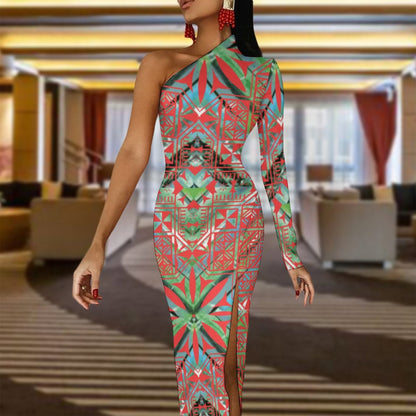 Fiji Masi One Shoulder Split Dress 4