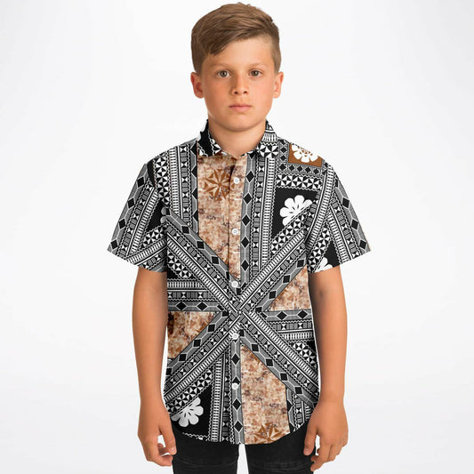 Fiji Masi Kids/Youth Short Sleeve Button Down Shirt -4