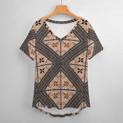 Fiji Masi  Ice Silk V Neck Short-Sleeve Shirt 4