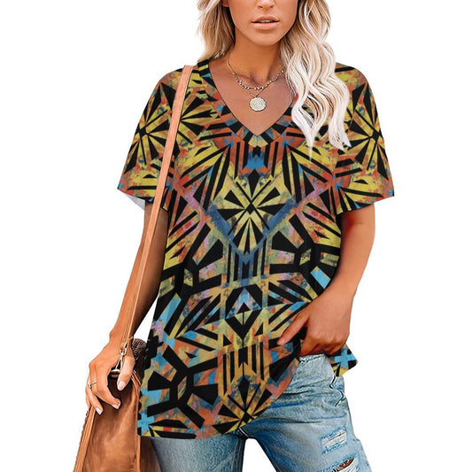 Fiji Masi  Ice Silk V Neck Short-Sleeve Shirt 2