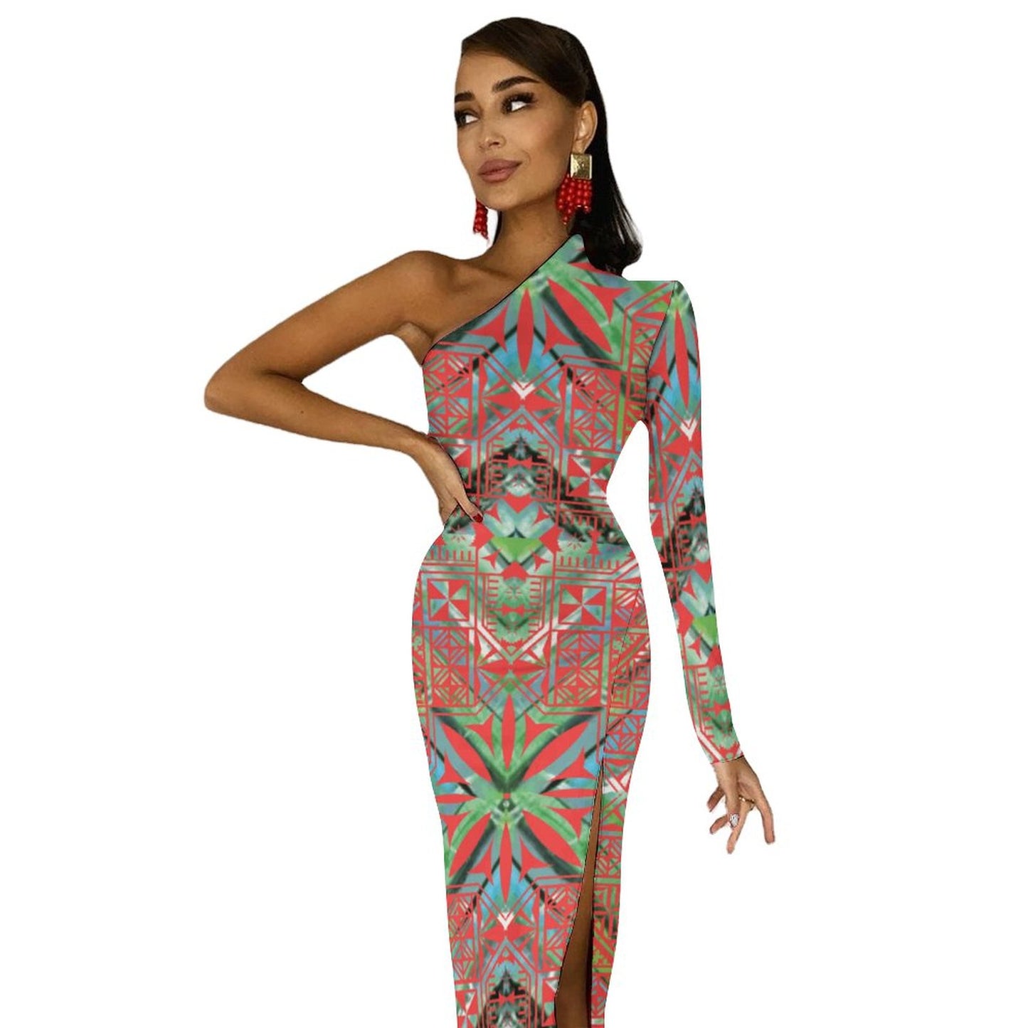 Fiji Masi One Shoulder Split Dress 4
