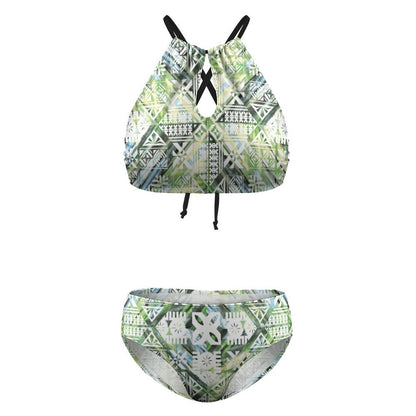 Fiji Masi Women's Two piece Swimsuit with High Neck Halter Top 3