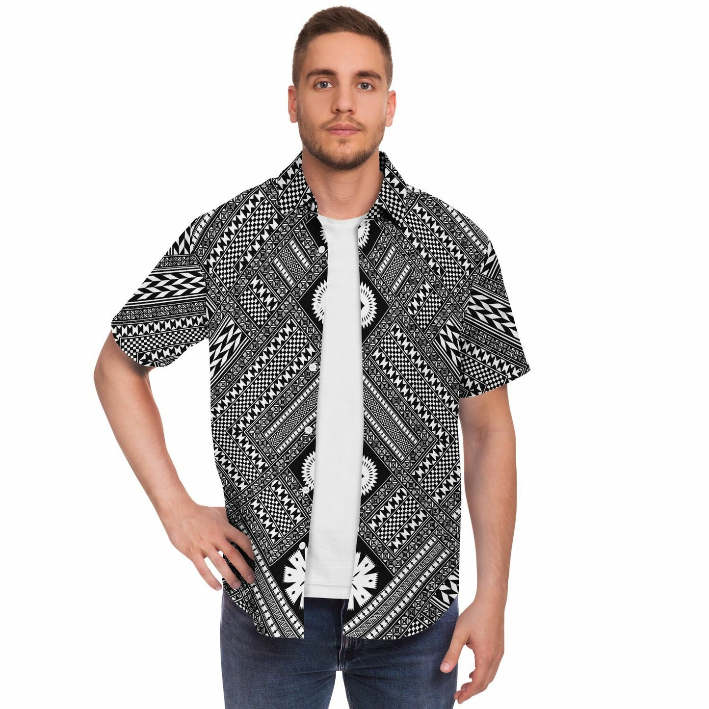 Fiji Masi Short Sleeve Button Down Shirt - 2