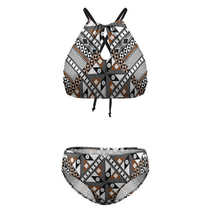 Fiji Masi Women's Two piece Swimsuit with High Neck Halter Top 1