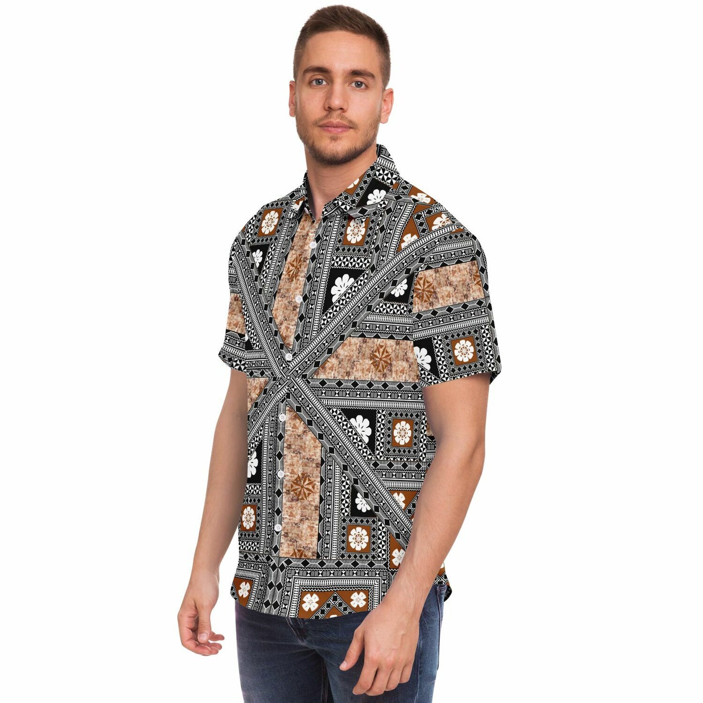Fiji Masi Short Sleeve Button Down Shirt -3