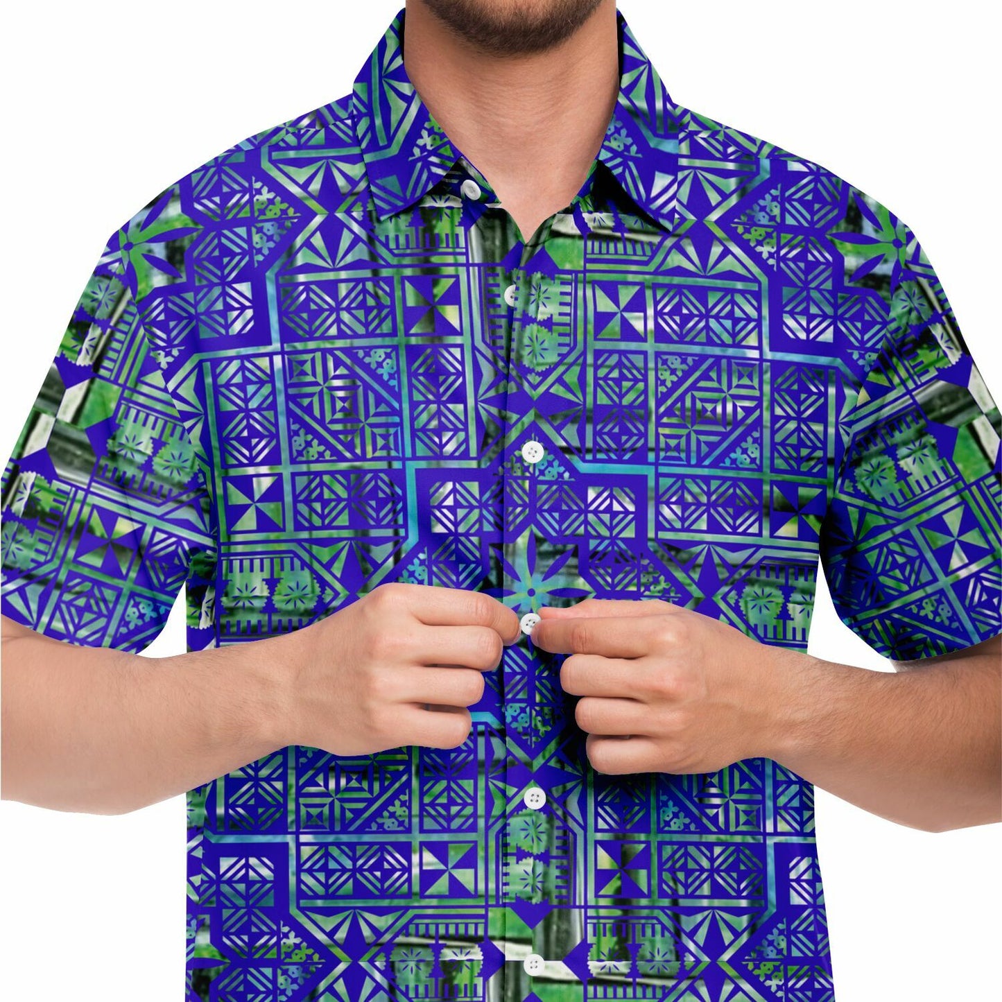 Fiji Masi Short Sleeve Button Down Shirt 1
