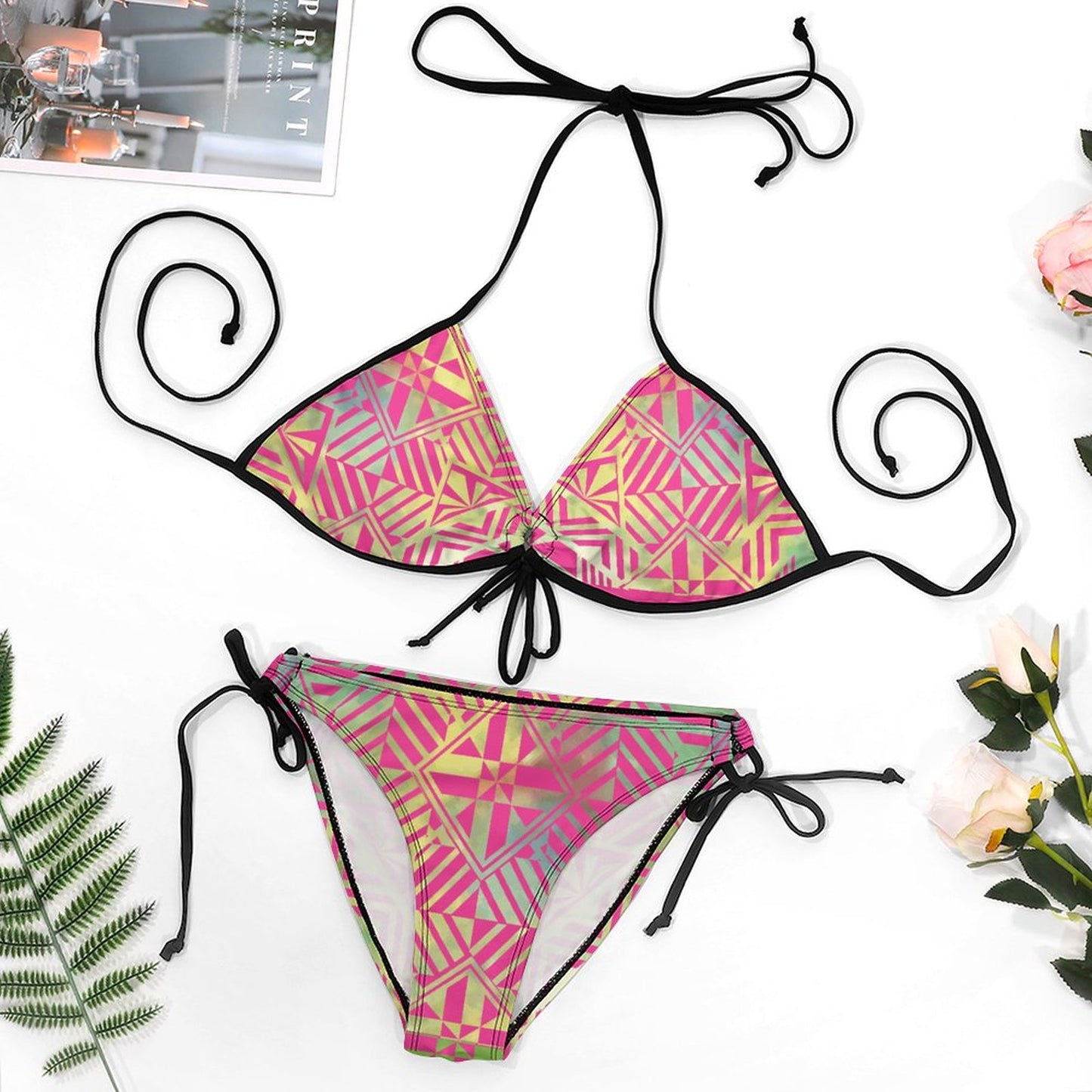 Fiji Masi Plus Size Halter Tie Front Bikini Set 1