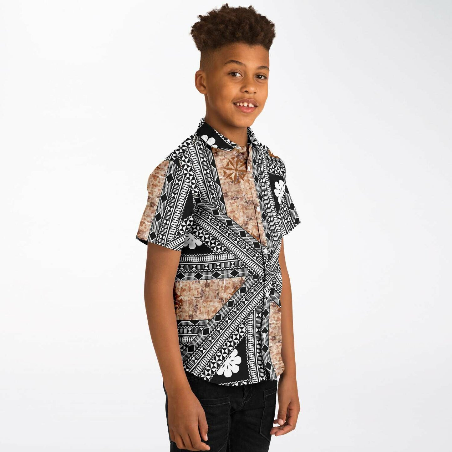Fiji Masi Kids/Youth Short Sleeve Button Down Shirt -4