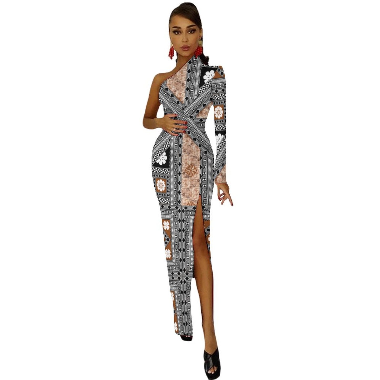 Fiji Masi One Shoulder Split Dress 3
