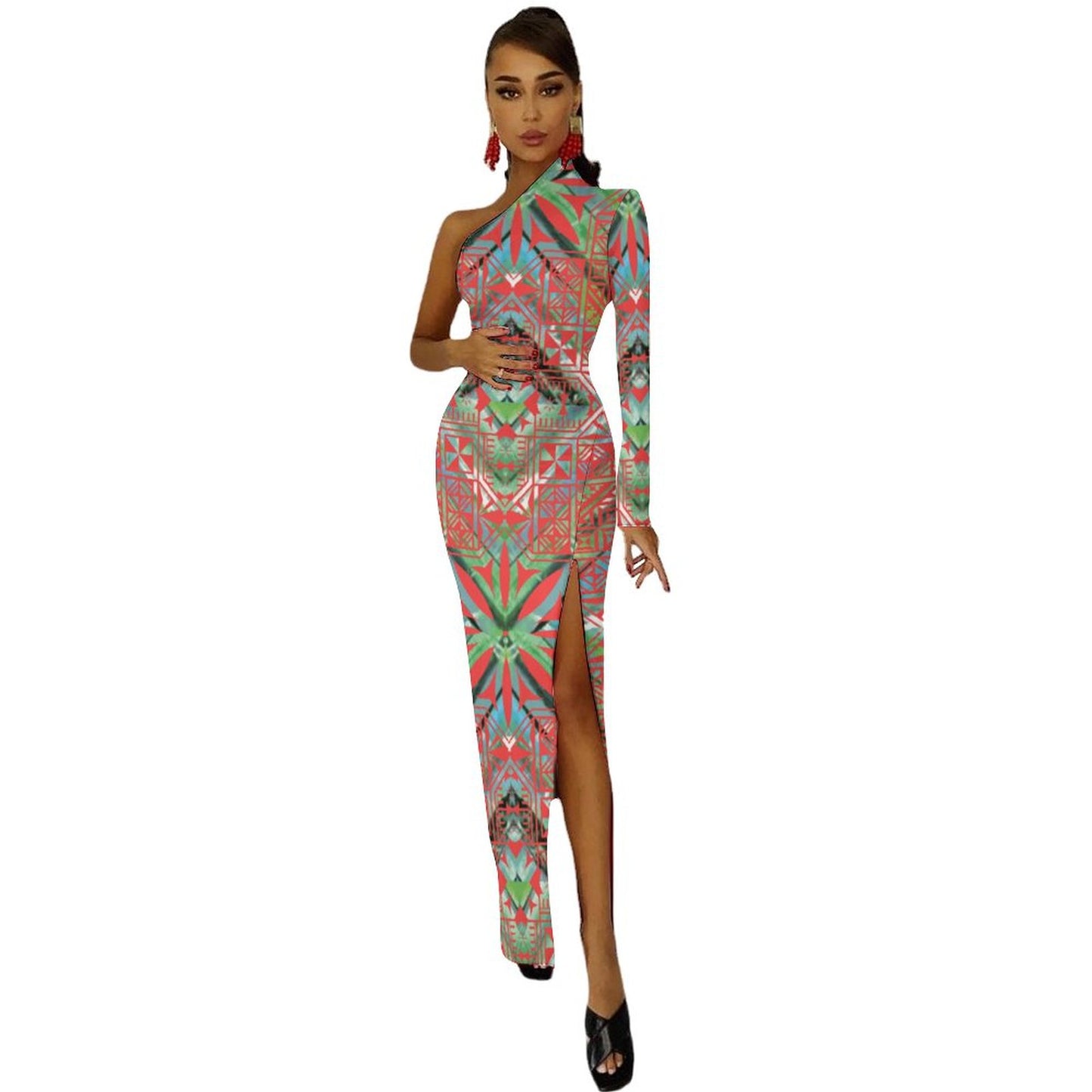 Fiji Masi One Shoulder Split Dress 4
