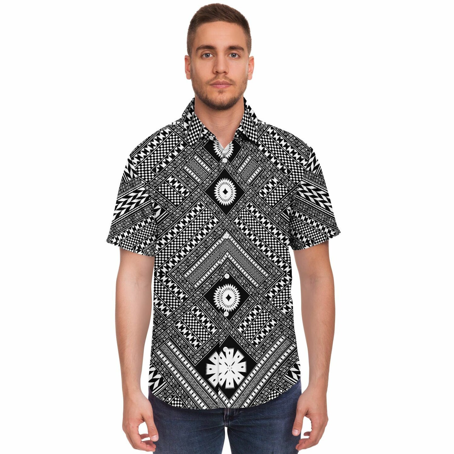 Fiji Masi Short Sleeve Button Down Shirt - 2