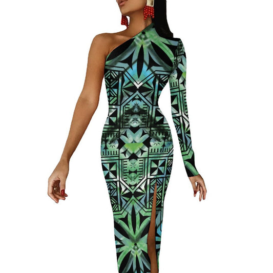 Fiji Masi One Shoulder Split Dress 1