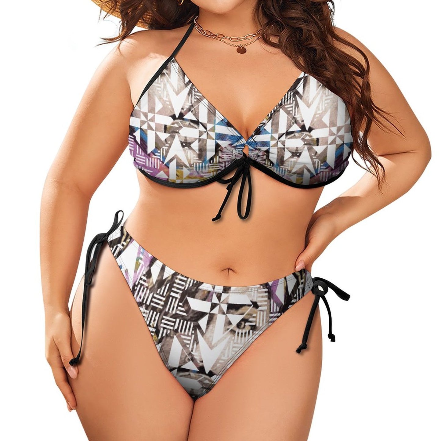 Fiji Masi Plus Size Halter Tie Front Bikini Set 3