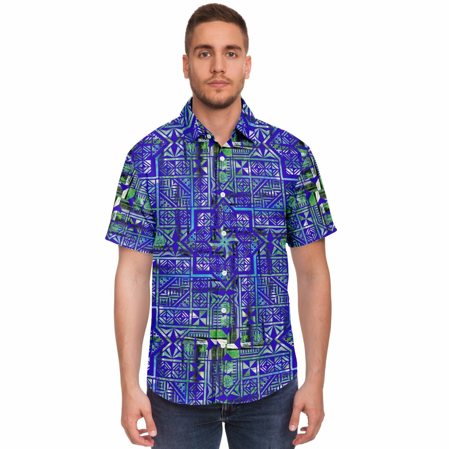 Fiji Masi Short Sleeve Button Down Shirt 1