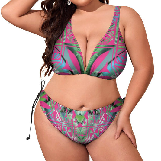 Fiji Masi Plus Size Women‘s Halter Bikini Set 1