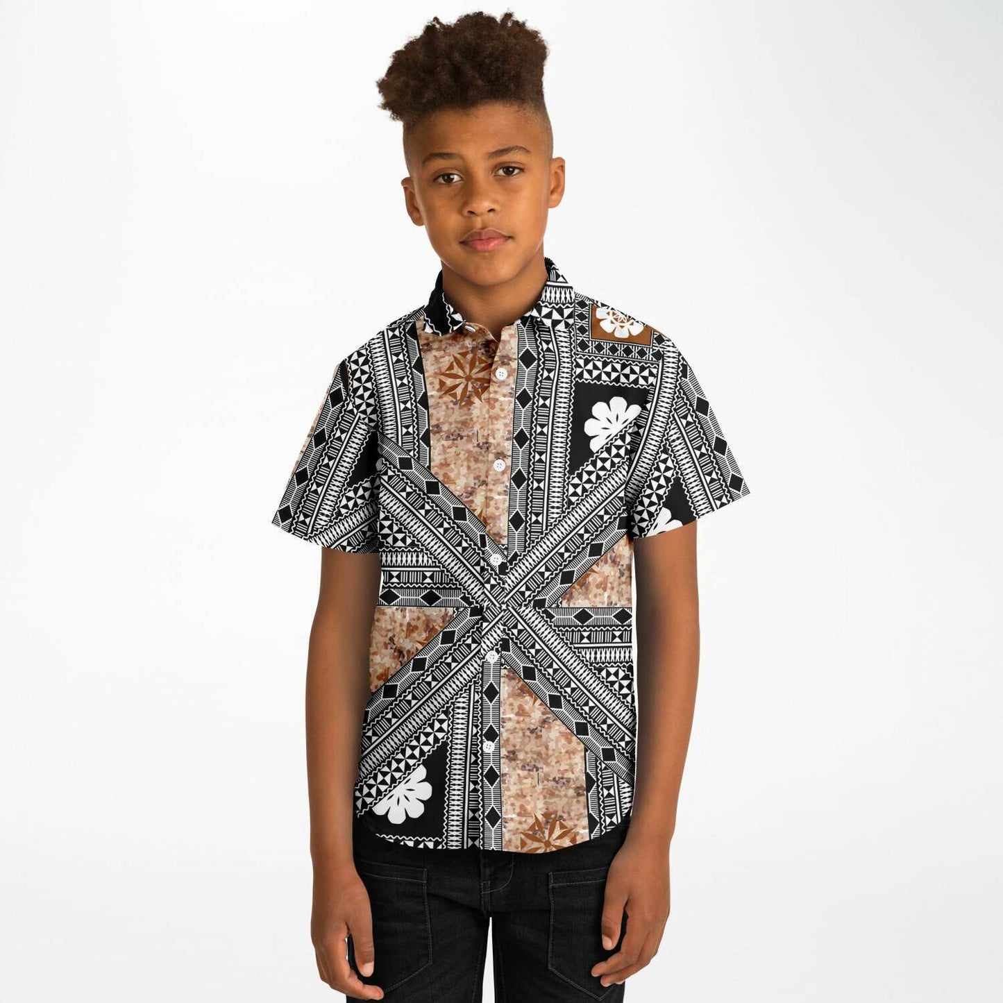 Fiji Masi Kids/Youth Short Sleeve Button Down Shirt -4