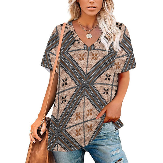 Fiji Masi  Ice Silk V Neck Short-Sleeve Shirt 4